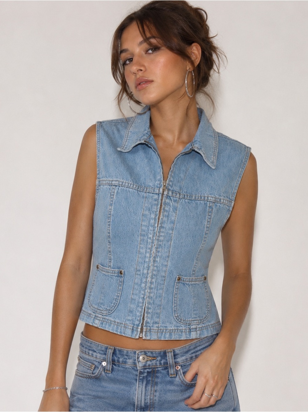 Crossroads Vintage Y2K Zipper Pockets Vest